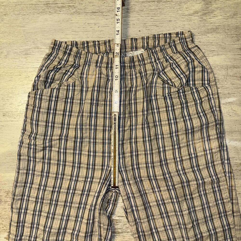 Vintage Euc Basic Edition Navy Tan Plaid Cotton T… - image 4